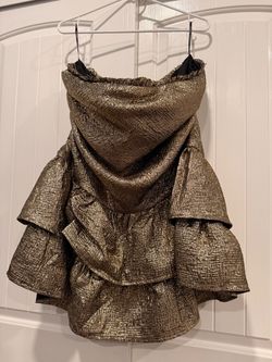 Gold Metallic Ruffle Mini Dress