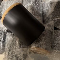 Matte black Candle Jar 14.5 oz with Bamboo Lid | 12 Pack