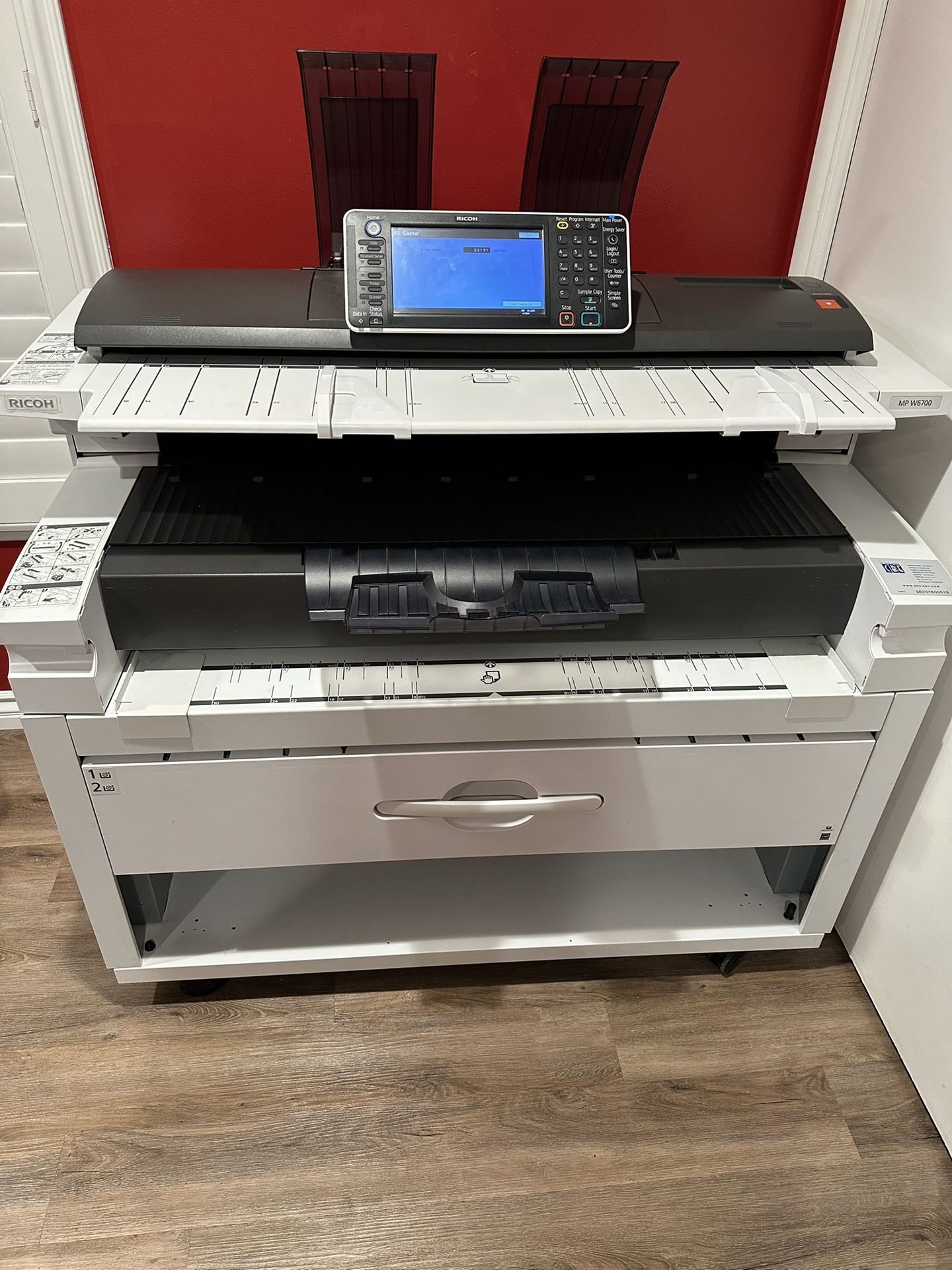 Ricoh MPW6700 wide format copier printer scanner - only 21K meter reading