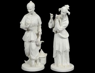 Pair Of Chinese Figurine Merchands Bisque