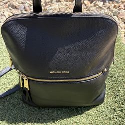 Michael Kors Black Pebbled Leather Backpack 