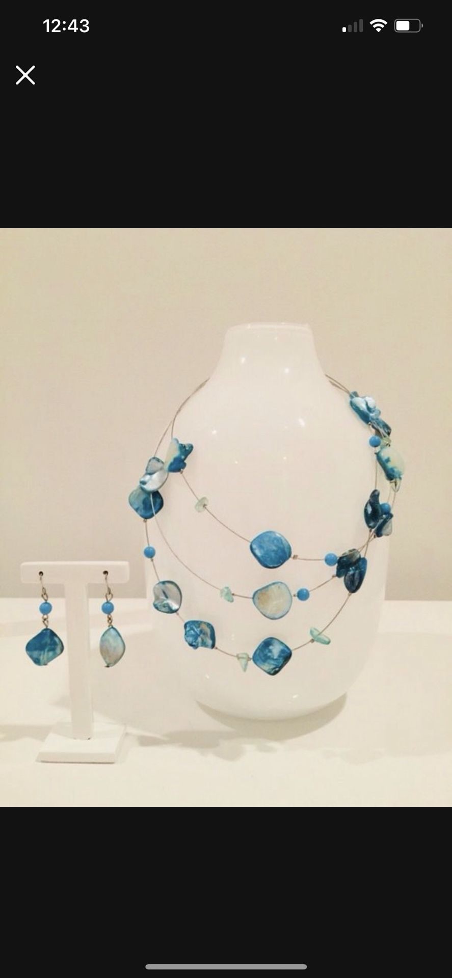 Beautiful Set Of Turquoise Necklace & Earrings
