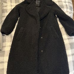 Lucky Brand Black Sherpa Long Coat (Small)