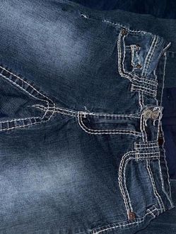 Dark Wash Denim Jeans with Thick Stitching