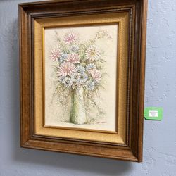 Signed Bouquet Still Life on Canvas