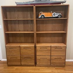 Double Book Shelf With Cabinets - Display Shelves