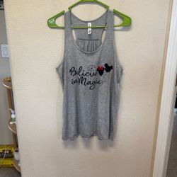 Bella + Canvas Disney Mickey Minnie Mouse Believe we In Magic Heather Gray Women’s Extra Large XL Racerback Tank Top Shirt