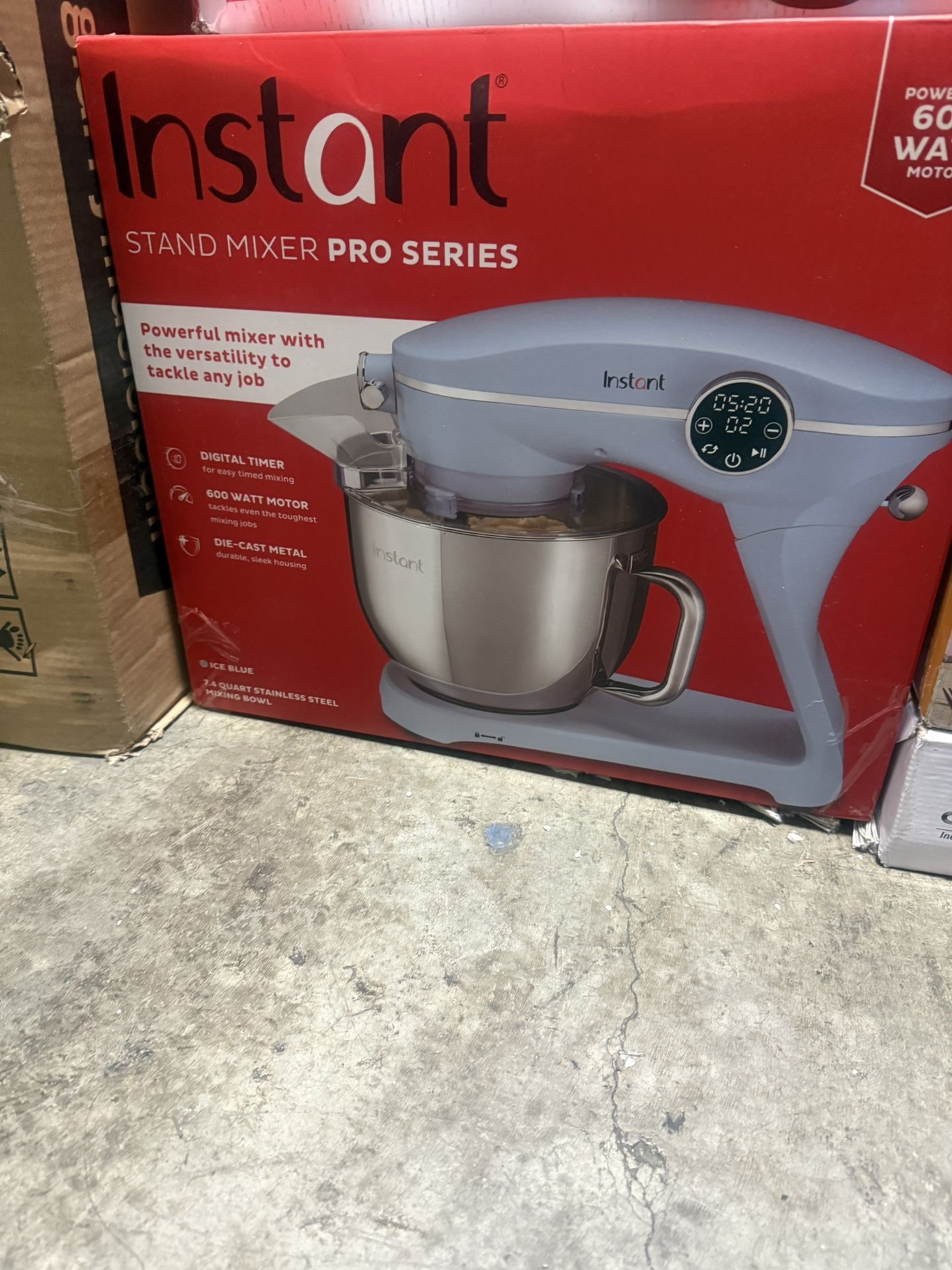 Instant 7.4 qt Stand Mixer Pro, 600W 10-Speed with Digital Interface and Dishwasher Safe Accessories, Ice Blue