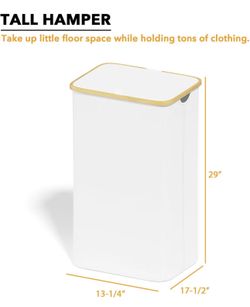 SpaceAid 110L Large Laundry Hamper w/ Lid Tall Clothes Basket Bin w/ Handles - White
