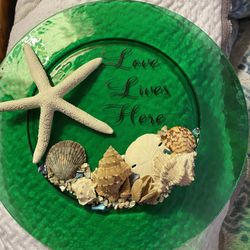 Decorative Plate 12” Decorated With Shells.