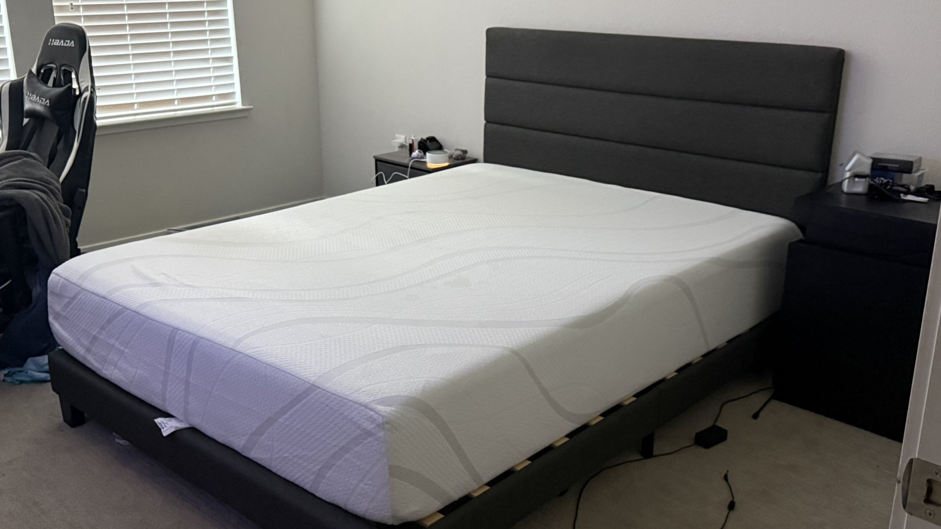 Queen Bed/Headboard And firm 12inch Memory Foam Mattress
