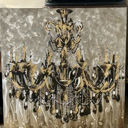 Very Large Foiled Chandelier Wall Decor 40”