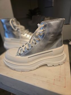 Alexander McQueen Silver High-Top Sneakers