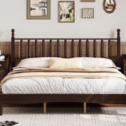 POLIBI WALNUT KING PLATFORM BED FRAME