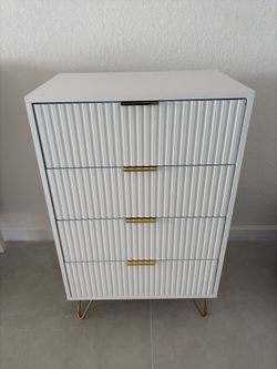 White Dresser with Gold Handles
