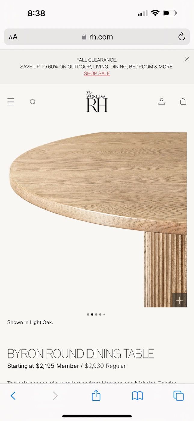 Free!!! Restoration Hardware Byron Round Dining Table **top Only