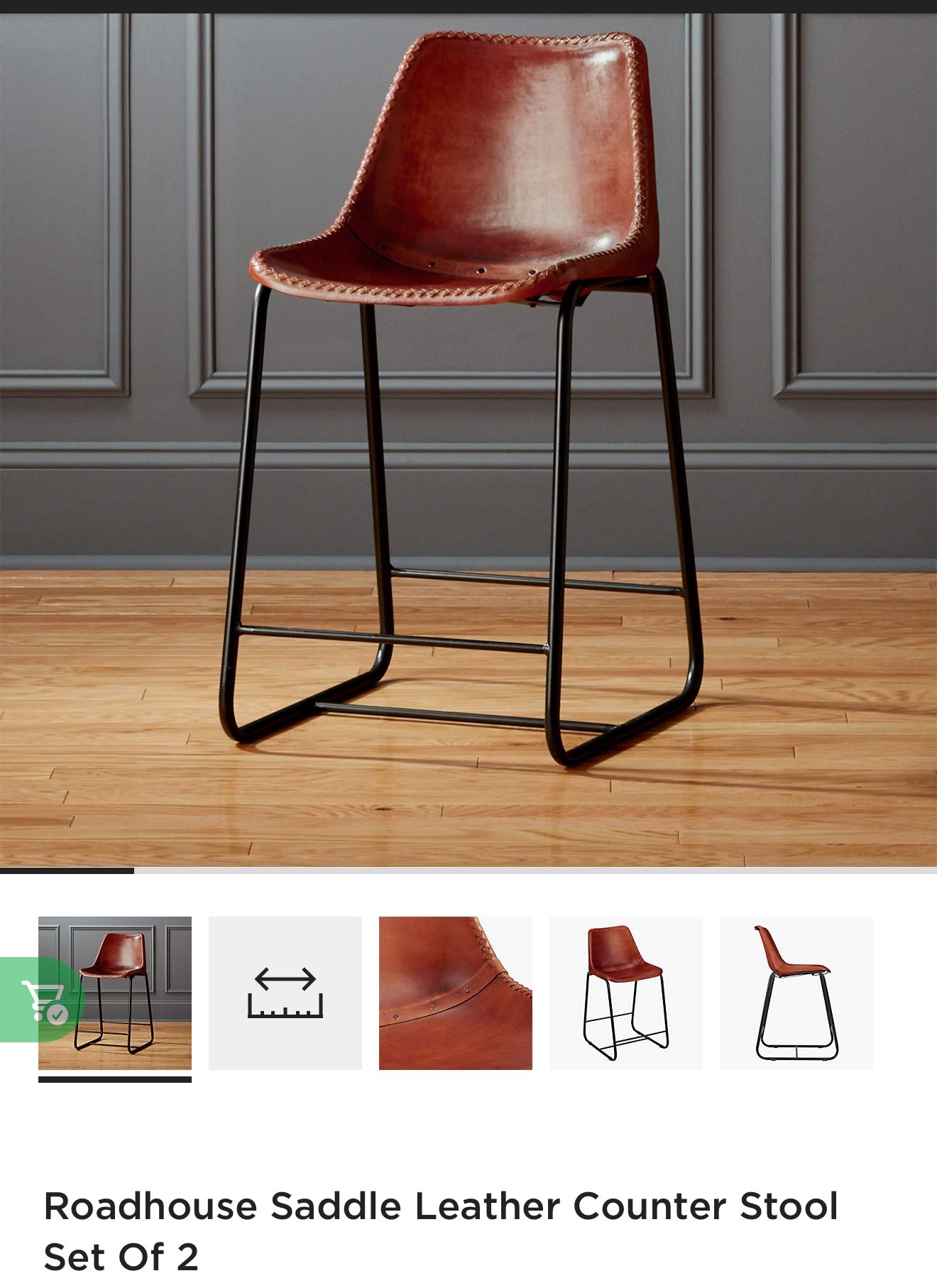 Roadhouse Saddle Leather Counter Stool Set Of 2