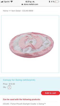 Canopy for fisher price swing NEW