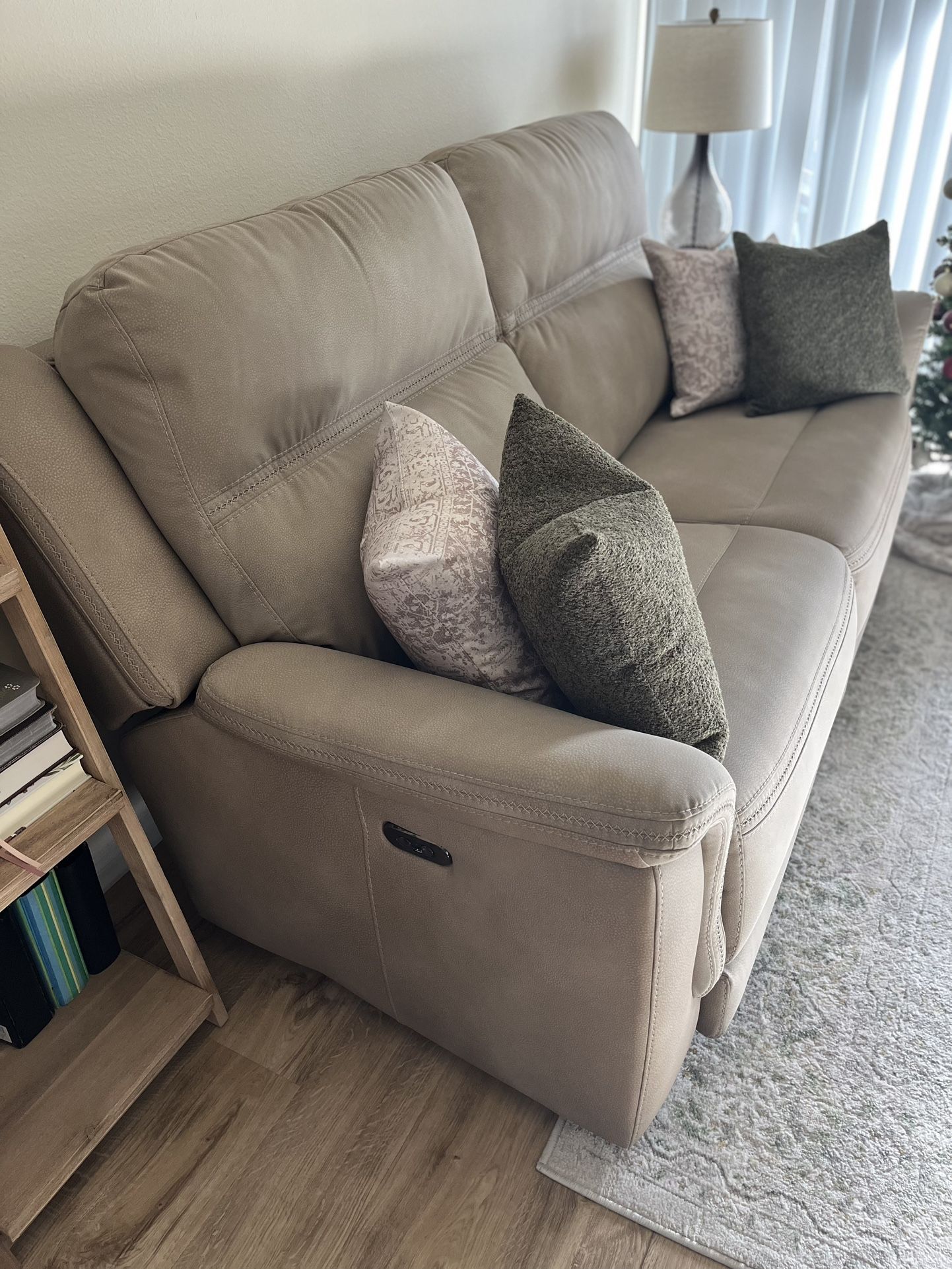 Beige Power Reclining Sofa