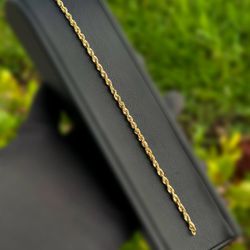 Jewelry 14k Hollow Yellow Gold Rope link bracelet 8.00” 1.50 grams 3.00mm