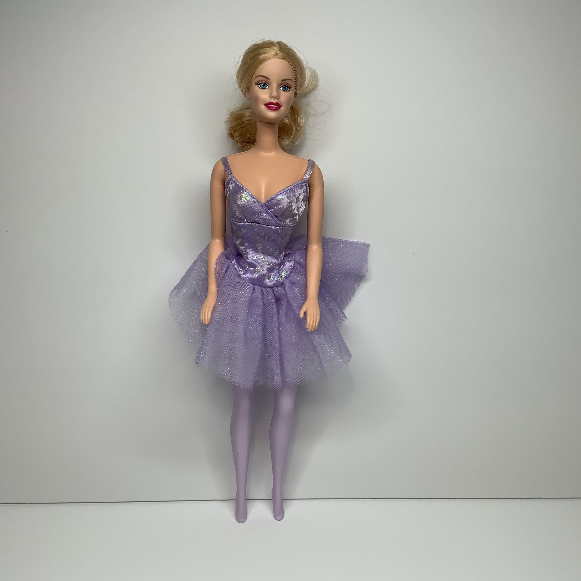 Vintage 2003 Barbie Cares Ballerina Star Doll Purple Dress Mattel Toy No Shoes