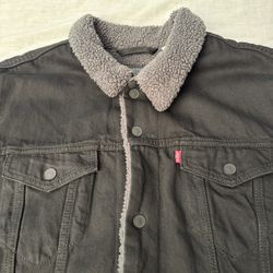 Levi's Trucker Jacket Button Up Sherpa Men's Size 2XL Black/Gray #CA00342
