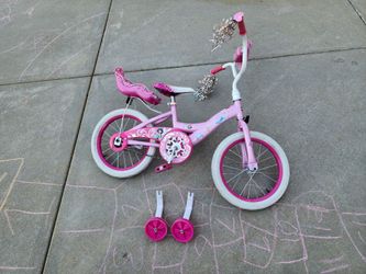 Girls Huffy Disney Princess Bike with Training Wheels & Doll Carrier 16" 16 inch