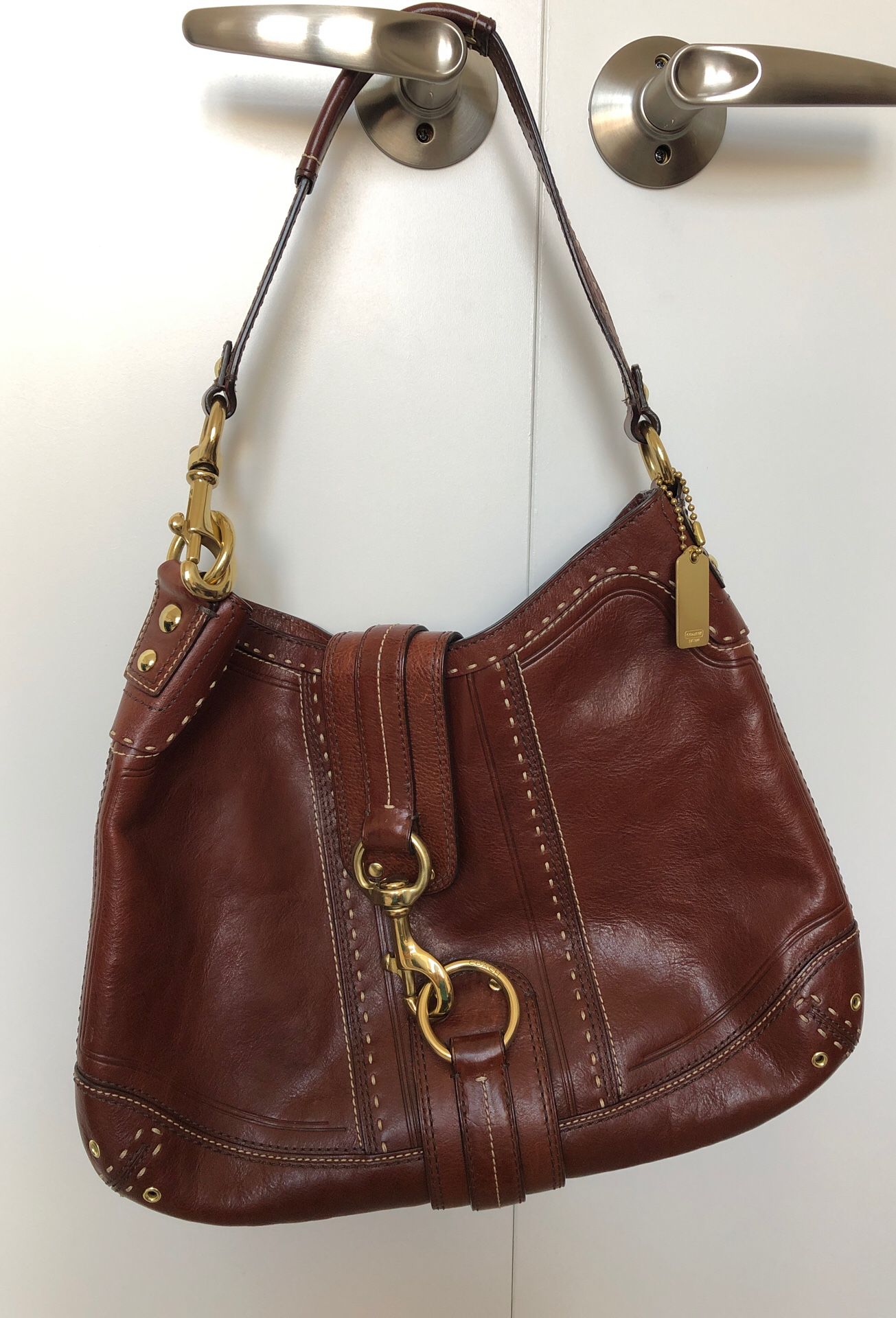 Coach medium brown leather handbag
