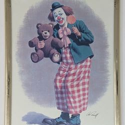 Vintage 1987 Arthur Sarnoff Clown Art Print - 8x10 Framed - Arthur A. Kaplan Co. L-7237