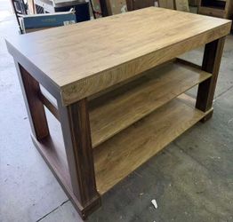 New assembled 55" Kitchen Island with Seating and Storage, 3-Tier Farmhouse Wood Stationary Island Table with Large Worktop & Leg Room, Coffee Bar Tab