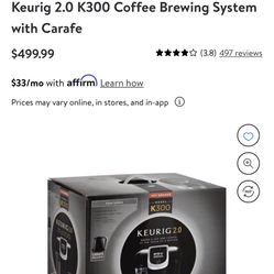 Keurig Single Cup And Carafe Pot With Filter For Use Without Pods  Selling At Walmart For $499.00