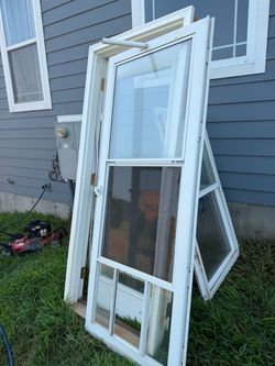 White storm door and entry door frame