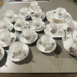 Michelle English Fine China , Purple Flower Tea Set,  Since 1960
