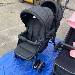 black two seater baby joy stroller 