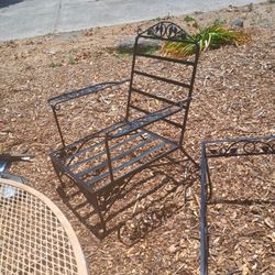 Grape Patern Wrought Iron Vintage Chair W Table