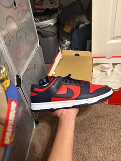 Dunks low navy red