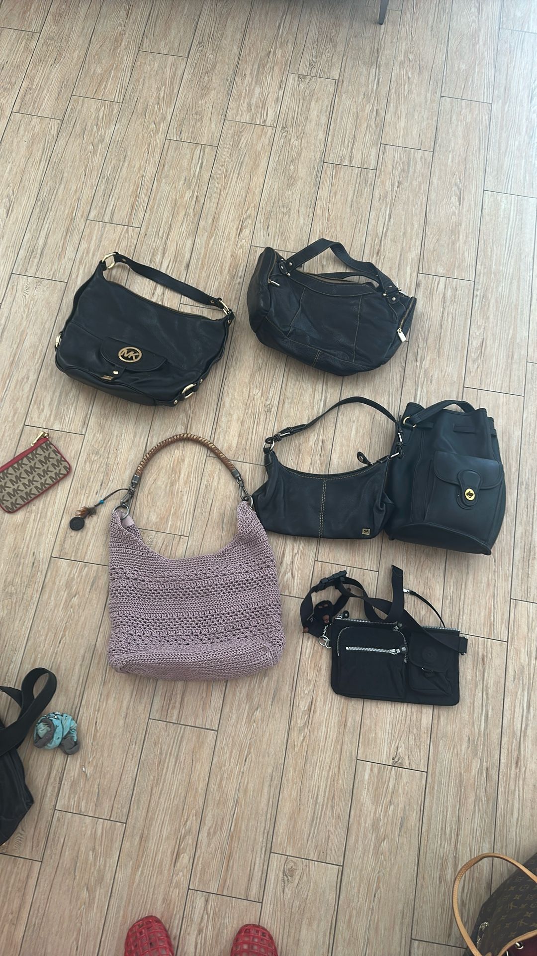 Lot If 7 Mixed Handbags The Sak, Michael Kors, Kipling, Liz Claiborne
