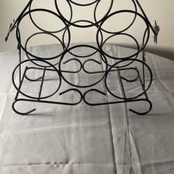 Wrought Iron Wine Rack W/ Embellishment Matt Black