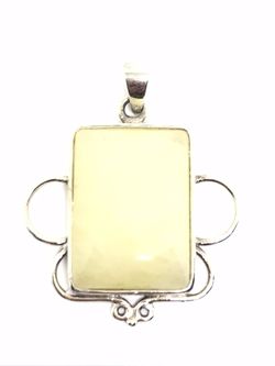 Creamy Honey Calcite Sterling .925 Silver Large Pendant