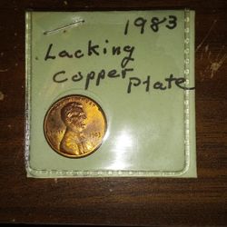 1983 Lacking Copper Plate Proof Lincoln Penny