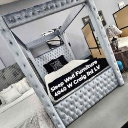 🙋‍♂️ Queen Canopy -Bed-frame👉 -Furniture💲SALE 