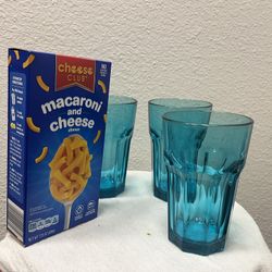 4 Blue Glass Cups