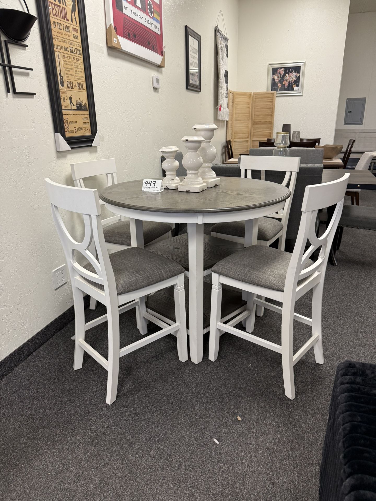 Counter Height Round Dining Set With 4 Stools