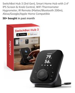 SwitchBot Hub 3 (3rd Gen), Smart Home Hub with 2.4" IPS Screen & Knob Control, WiFi Thermometer Hygrometer,