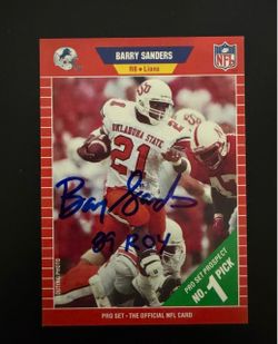 SIGNED Barry Sanders Rookie “89 ROY”! - Pro Set #494 - beautiful card (1989)