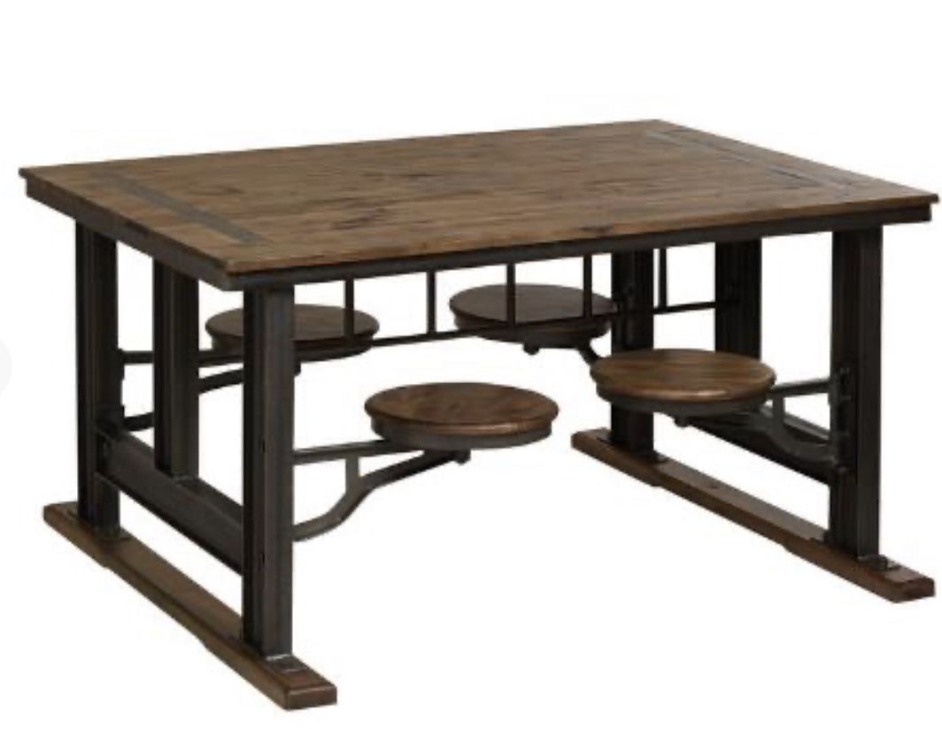 World Market Kitchen Table with Attached Swivel Stools