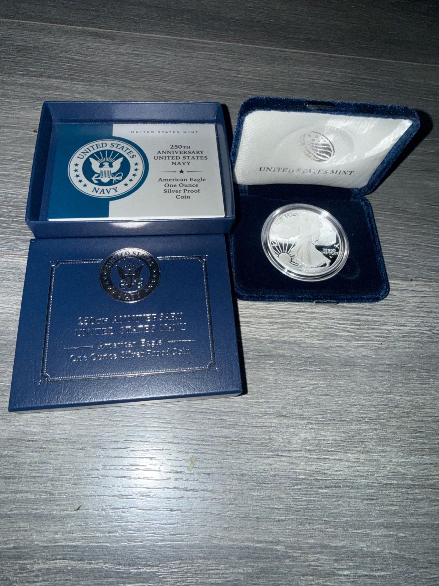 250th Anniversary United States Navy American Eagle One Ounce Silver Proof Coin