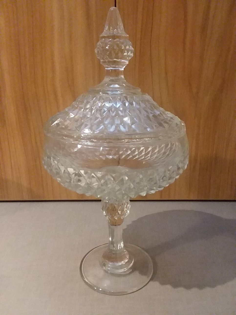 Vintage Diamond Point Candy Dish/Lid