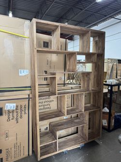 Mariz Rustic Asymmetrical Solid Wood Bookcase