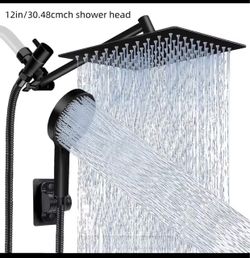 12inchShower Head, Pressure Shower Combination, Rain Shower System with Handheld Shower Head, All-metal Tee Diverter, 11-inch Extension Arm And 78-inc